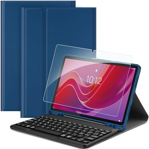 EasyAcc Cover Custodia Tastiera Compatibile con Lenovo Tab M11 TB330 2024 con Pellicola Protettiva, [Tastiera Italiana], Custodia Protettiva Tastiera Rimovibile con Portapenne, Blu
