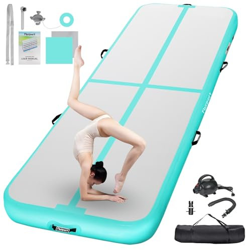 FBSPORT Airtrack Matte, 20cm Hoch Verdicken 6M Tumbling Matte,Gymnastikmatte mit Luftpumpe,Trainingsmatte mit Tragetasche,Turnmatte für Zuhause, Outdoor,Yoga