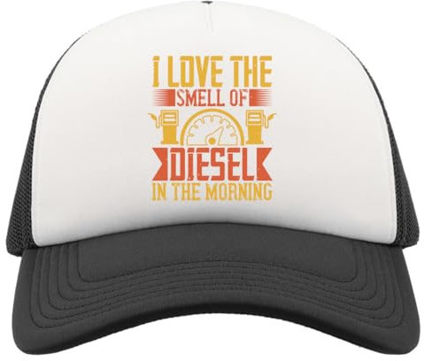 Atspauda I Love The Smell of Diesel in The Morning Mechanic Car Garage Slogan Half Mesh Trucker Cap Baseball Hat Snapback Black