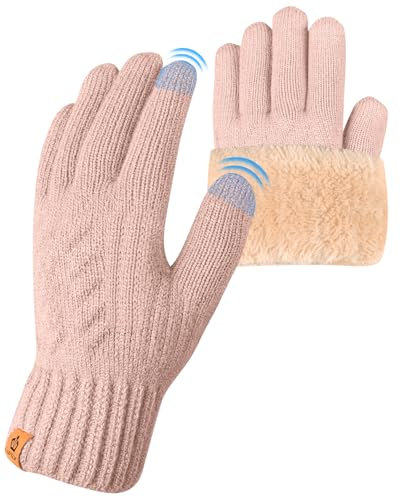 ARFNKIM Damen Winterhandschuhe mit Fleecefutter, Touchscreen Warme Gedehnt Dicke Strickhandschuhe Wollhandschuhe Thermohandschuhe Outdoor Winter Geschenke für Herren und Damen