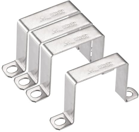 TA-VIGOR 4 staffe per connettori a forma di U, 60 mm x 60 mm, in acciaio inox, morsetti per condotti resistenti per porta chiusa, fissaggio filo tubo