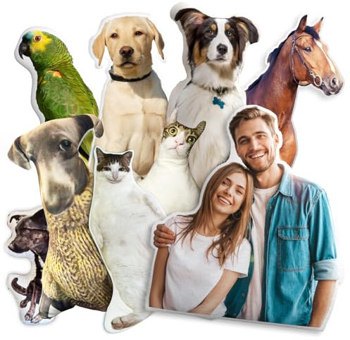 Personalisierte Haustier Kissen Hund Katze geformte Kissen - Personalisierte Doppelseitige 3D-Druck Foto Kissen Weichen Plüschtier Zuhause Sofa Autositz Dekoration für Weihnachten Geburtstagsgeschenk