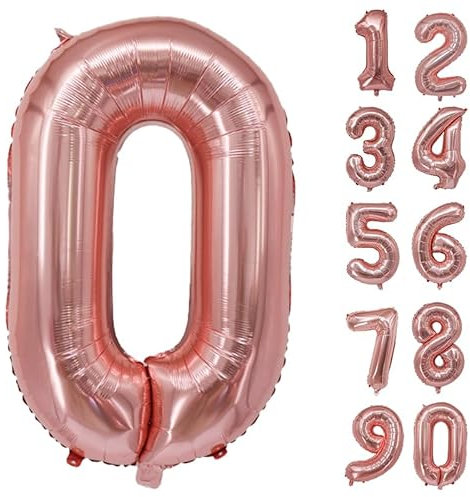 32 Inch Number Balloons Giant Number Aluminium Foil Helium Balloons for Birthday Party Celebration Decoration New Year Baby Shower Anniversary (Rose Gold, 0)