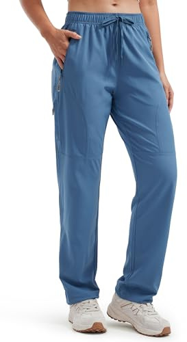 Libin Women's Hiking Trousers Waterproof Quick Dry Walking Cargo Trousers Lightweight Casual Safari Work Travel Pants with Zipper Pockets 29, Blue XS