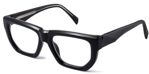 OuShiun Lesebrille mit Blaulichtfilter, Modischer Rahmen mit Federscharnier, Bequeme Lesebrille für Männer und Frauen, Schwarz +2,0