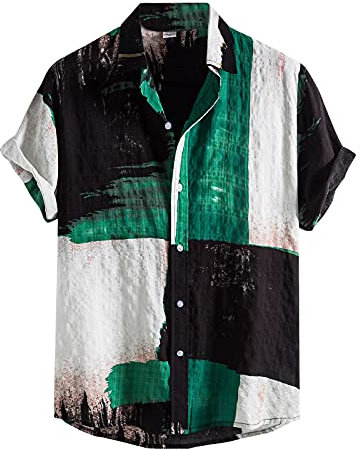 Men's Linen Shirt Short Sleeve Summer Shirt Men Casual Shirt with Breast Pocket Regular Fit Men Shirts 60th Birthday tee Shirts for Men Mens Long Sleeve Polo Shirts White Mens Tank Tops Ribbed