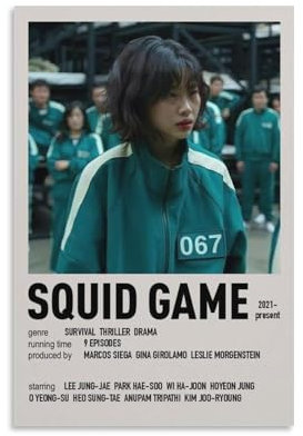 TULAOJI Squid Game Show-Poster, Bilddruck, moderne Dekoration für Zuhause, Schlafzimmer, ungerahmt, 20 x 30 cm