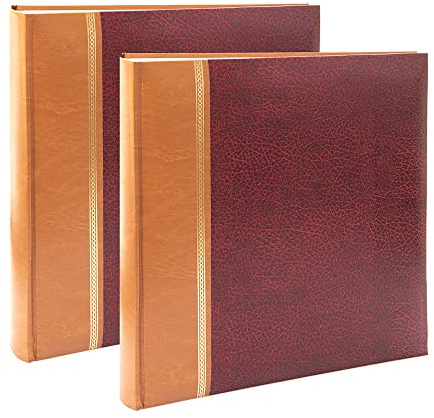 Kenro Grace Classic Photo Album for 200 Photos 7x5 / 13x18cm Red Faux Leather Slip-In Pages and Memo Space - Pack of 2 - KD105RD