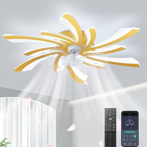 Silenzioso Lampadario LED Con Ventilatore Da Soffitto, Ventilatore Da Soffitto Con Luce E Telecomando, Plafoniera Camera Da Letto Con Ventilatore Da Soffitto, 6 Velocità DC Reversibile, 3 Colori