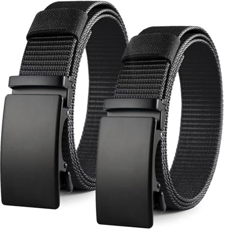 oeeo 2 Stück Nylon Gürtel,Arbeitsgürtel Herren,Automatik Gürtel mit Ratsche,Ohne Löcher Verstellbar Business Arbeitsgürtel,Der Passt überall Hin (2)