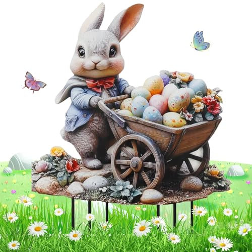 Osterhasen Gartenstecker Ostern Deko,Gartenstecker Osterhasen zum Stecken,Garden Ostern Gartenstecker Osterdeko,Generisch Osterdeko Outdoor,für Draußen und Drinnen Gartendeko.(A)