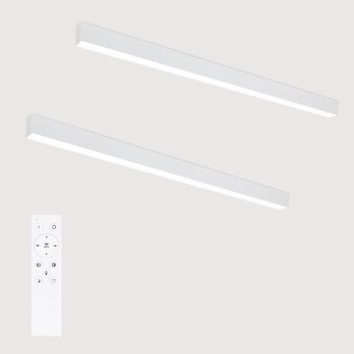Glitzerlife Deckenlampe LED Deckenleuchte Wohnzimmer - 2ER 107CM Wohnzimmerlampe Lang Bürolampe Decke 32W Küchenlampe Modern Dimmbar mit Fernbedienung Büro Deckenbeleuchtung Panel Küche Schlafzimmer