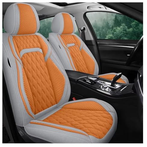 HAMFISTB Auto Sitzbezüge 1 PCS Flachs Leinen Auto Sitzbezug Für Jetta Für VW Für Polo 9N Für Limousine 6R Auto Zubehör Sitzbezüge(Grey Orange Front)