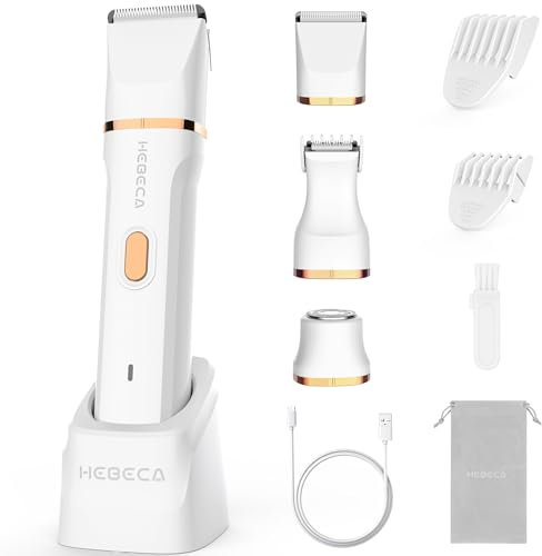 HEBECA Recortadora de bikini para mujer, maquinilla de afeitar eléctrica 3 en 1 para mujer con recortadoras faciales y afeitadora íntima para piel sensible, impermeable, uso húmedo y seco, recargable