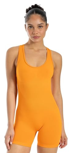 SMILODOX Jumpsuit Damen Doralia, kurzer Einteiler mit Racerback & Rückenausschnitt, enganliegende Passform, elastisches Material Overall, ideal für Fitness, Studio, Training & Alltag