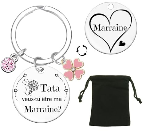 LUODAN Cadeau Marraine Demande Porte-Clés Tata Veux Tu Être Ma Marraine Idée Cadeau Annonce Originale pour Baptême Communion Anniversaire Noël