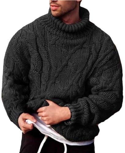 Maglione Uomo Invernale Collo Alto, Tinta Unita Casual Basic a Costine Slim Fit Maglione Girocollo Autunno Maglioncino Collo Alto Uomo Maglia Dolcevita Uomo Maglione Cashmere Uomo Sottogiacca Elegante