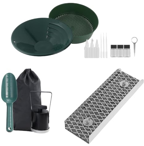 Fabater Mini Sluice Box Kit de Panoramique en Or, équipement D'extraction en Alliage en Aluminium de 12 Pouces, Kit de Prospection d'or avec Casserole en Or, Classificateur,