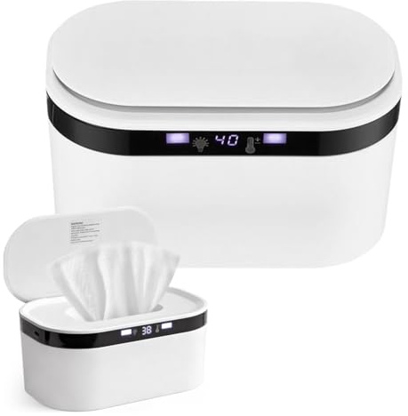 Tutamaz 10W Feuchttuch Wärmer, 3 Heizstufen Schnell, Baby Wischtuchwärmer, USB Wischtuchwärmer,Handtuch Wärmegerät für Babys, eingebautes Nachtlicht, hält die Tücher feucht（Weiß）