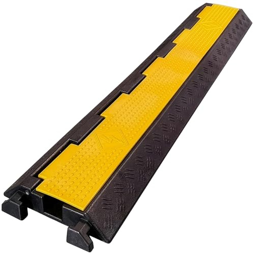 Floordirekt Tapis de protection de câbles 1 canal, jusqu'à 20 tonnes 100 x 20 x 4,5 cm – Protection contre les débordements pour câbles, pont de câble en caoutchouc pour parkings, entrepôts, juno noir