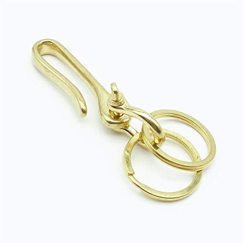 1 Pieces Solid Brass Bow Shackle Belt Keyring U-Shape Hooks Fish Hook Keychain Ring Keychain Heavy Duty Car Keychain Men's Keychain D Shackle Fish Hook Keychain for Key Chain Wallet Chain, Small