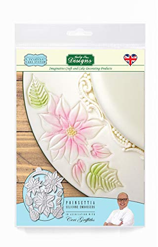 Poinsettia Silicone Embossers Mould, Ceri Griffiths Creative Cake System for Cake Decorating, Crafts, Cupcakes, Sugarcraft, Candies, Cards and Clay, Food Safe Approved, Made in The UK