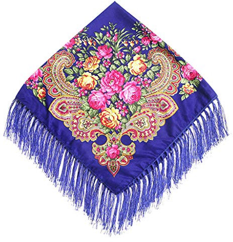 Lazzboy Frauen Lady Folk-Custom Print Quaste Square Schal Wrap Travel (C)