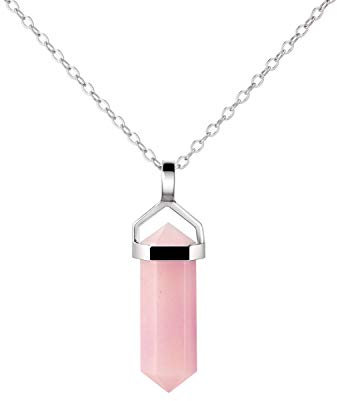Franki Baker Collier avec pendentif en opale rose délicat sur chaîne vénitienne en argent sterling 925 Longueur de la chaîne : 50 cm, Pierre, Opale