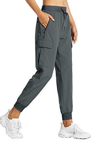 Libin Pantalon de Randonnée Femme Été Jogging Cargo Léger Séchage Rapide Imperméable Montagne Pantalon pour Casual Extérieur Travail, Gris Acier XL