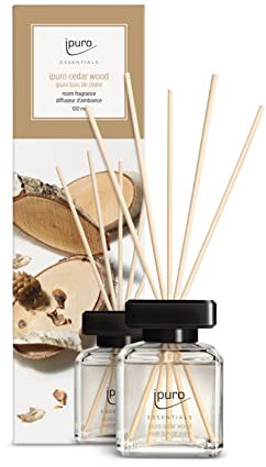 ipuro Parfum d'ambiance rafraîchissant Ipuro cedar wood - Désodorisant discret avec des notes boisées et épicées - Désodorisant élégant dans l'appartement pour une expérience parfumée puriste - 100 ml