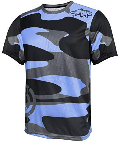 Wisdom Leaves Herren Mountainbike-Trikot, kurzärmelig, feuchtigkeitsableitend und schnelltrocknend, Farbe 4: Blau, XX-Large