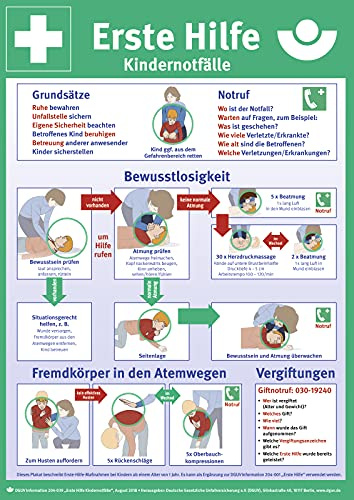 Aushang Erste Hilfe Kindernotfälle nach DGUV-Information 204-039,PVC,297x420 mm