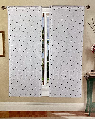 GBiancheria Coppia Tende ISABEL Ricamato Grigio 45x150 45x240 60x150 60x240 per Finestre e Portefinesatre Pronte da Appendere (45x150)