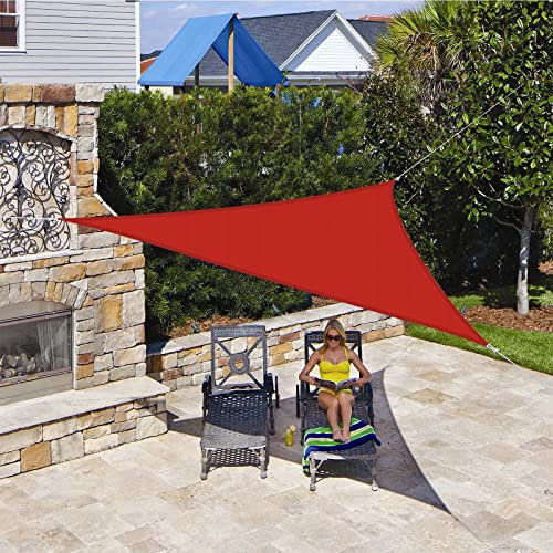 Voile d'ombrage ImperméAble Triangulaire équilatéral 3.6x3.6x3.6m, Toile Pergola 95% de Protection Anti-UV, avec Corde, pour Patio/Terrasse/Jardin/Extérieur/Piscine/Camping/Fête - Rouge