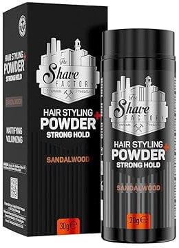 The Shave Factory Hairstyling Powder Sandelwood - Haarstyling-Puder Sandelholz Mattierendes und voluminöses Pulver mit maximaler Kontrolle, flexiblem und langanhaltendem Fixier 30g