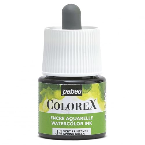 Pébéo - Colorex Tinte 45 ML Frühlingsgrün - Colorex Aquarell Tinte Pébéo - Frühlingsgrün Tinte mit samtigem Finish - Zeichentusche Multi-Tool Alle Medien - 45 ML - Frühlingsgrün