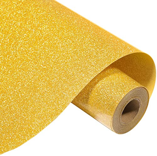 VINYL FROG Glitter Heat Transfer Vinyl 10 inches x 11ft Gold Glitter HTV Vinyl Iron on Vinyl for T-Shirt or Other Fabrics