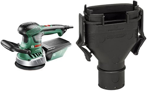 Bosch Exzenterschleifer PEX 400 AE (370 Watt, im Koffer) + 1x Adapter für Staubbeutel für Exzenter-, Schwing- und Multischleifer