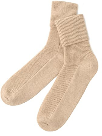 Prettystern Woman 100% Cashmere Wool Midi Socks Leg Warmer Rib Knit Outdoor Indoor S/M