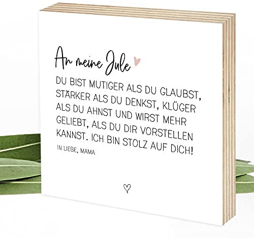 Wunderpixel® personalisiertes Holzbild Du bist mutig - Geschenk-Idee von Eltern für Tochter zum Auszug, 18. Geburtstag, Abitur, Studium - Deko mit persönlichen Worten - 15x15x2cm - personalisierbar