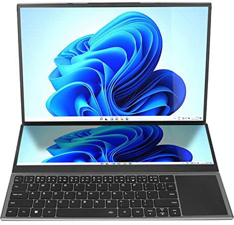 Bewinner Windows11 Laptop, Touch Display Dual Touchscreen Laptop mit 16 Zoll Dual Screen Laptop für Windows 11 für I7 Prozessor 16GB 64GB Unterstützung Dual Grafikkarten Gaming