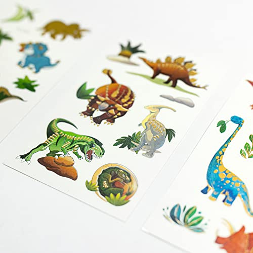 Toyseum 30 x Dinosaur Premium Metallic Gold Foil Tattoo Sheets (230 Tattoos), Temporary Tattoos For Kids, Fillers for Boys & Girls Party Bags, Pack of 30 Sheets (230 Tattoos Total)