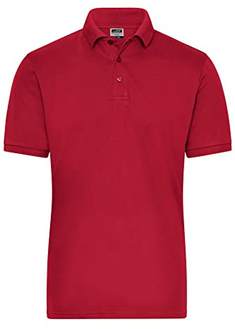 James & Nicholson Herren Bio Workwear Polo Stretch - Polo aus weichem Elastic-Piqué | Farbe: red | Grösse: 3XL