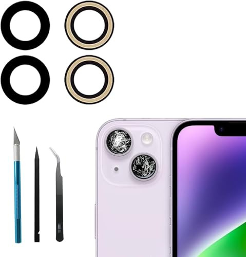 Rückkamera‑Objektiv Ersatz für iPhone 14/14 Plus, inkl. Reparaturkit | Passgenaues Rückkamera‑Objektiv für iPhone 14 /14 Plus, komplettes Werkzeugset für die Handyreparatur.