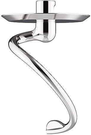 COFUN Gancio per impasto in acciaio inox per Kitchenaid, Sbattitore con testa inclinabile 4,5-5 pinte per gancio per Kitchenaid impasto, Lavabile in lavastoviglie