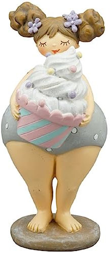 ETC witzige sommerliche Dekofigur Badenixe mit Wilder Frisur und Muffin oder Donut oder Eistüte (Grau)