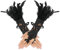 COMNICO Damen-Handschuhe mit Federspitze, Lange Schwarze Gothic-Netzhandschuhe Fingerlose Hexenhandschuhe Ärmel für Hochzeit, Halloween, Party