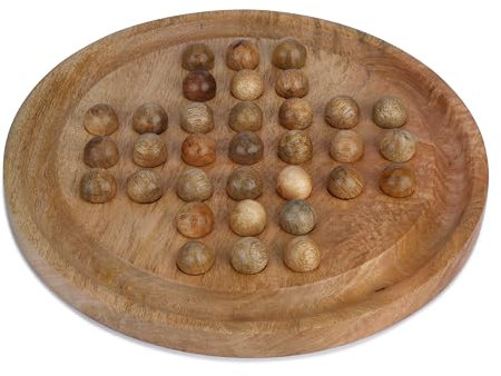 Ajuny Jeu de Société Solitaire en Bois Fait à la Main Jeu de Chevilles en Bois Décoratif Jeu Familial éducatif Classique Décoration de Table pour Salon Bureau pour Enfants et Adultes, 10,8 Pouces