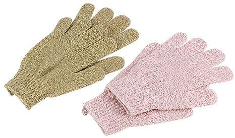 FRCOLOR 2paires De Bain Exfoliants à Cinq Doigts Lot De De Massage Pour Éponge De Nettoyage Profond Peau Pour Femmes Et Hommes Rose Et Vert