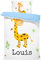 Pictogogo Personalisierte Baby Bettwäsche mit süßen Giraffe, Wählbare Unterfarbe aus Baumwolle, Kinderbettwäsche Mit Namen, Babybett Komplett Set Mit Reißverschluss (Giraffen 2, 135 x 200 cm)